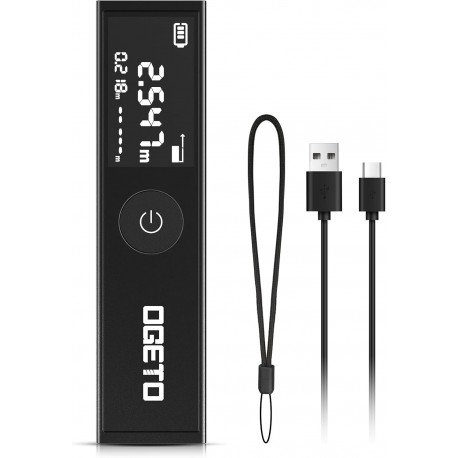 Medidor de Distância a Laser 30m - Recarregável USB - Digital com Medição Pitagórica