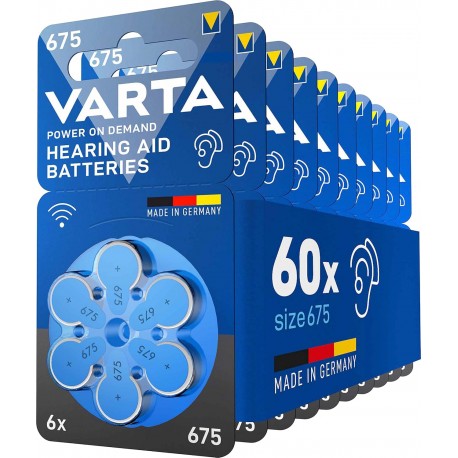 Pilhas VARTA 675 para Aparelhos Auditivos - Pack de 60 - 1,45V