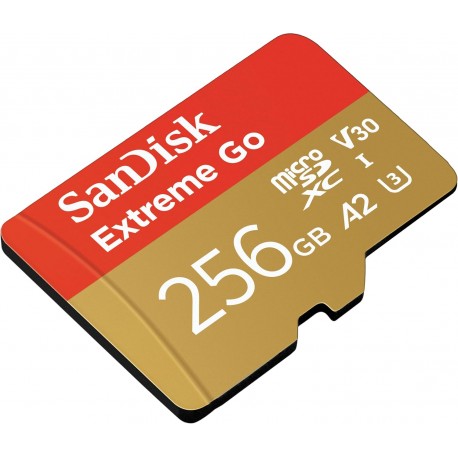 Cartão SanDisk Extreme Go microSDXC 256 GB UHS-I até 200 MB/s Classe 10 U3 V30 + Adaptador SD