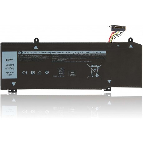 Bateria 60Wh 1F22N para Dell Alienware M15 M17 R1 G7 7590 7790 G5 5590 Series 15.2V 4 Células