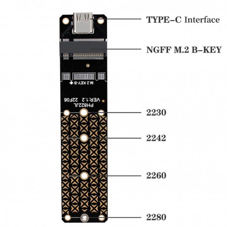 Adaptador M.2 SATA NGFF para USB 3.1 Tipo C com Velocidade de 10 Gbps Compatível com SSD 2230 a 2280
