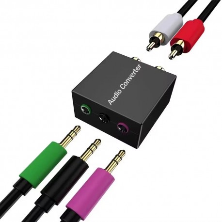 Adaptador de Áudio 5.1 RCA para 3x Jack 3.5 mm Bidirecional Compatível com Consolas e Altifalantes Multimédia
