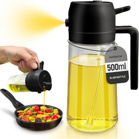 Pulverizador de Óleo 2 em 1 com Garrafa de Vidro 500 ml para Fritadeira de Ar e Cozinha