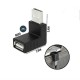 Adaptador USB 2.0  - USB A Macho Angular 90 Graus para USB A Fêmea Dourado