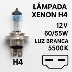 Conjunto 2 Lâmpadas Xenon H4 12V 60-55W Luz Branca 5500K para Automóvel