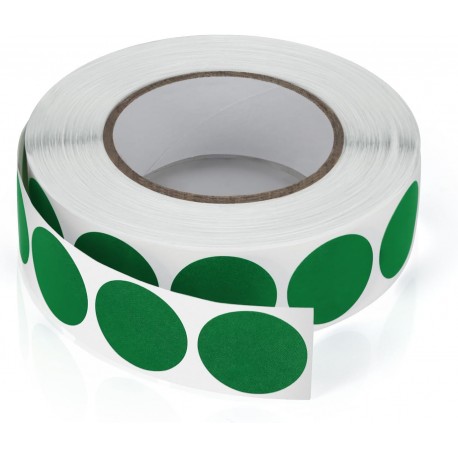 Autocolantes redondos 19 mm verdes resistentes à intempérie adesivos código cores 1000 unidades