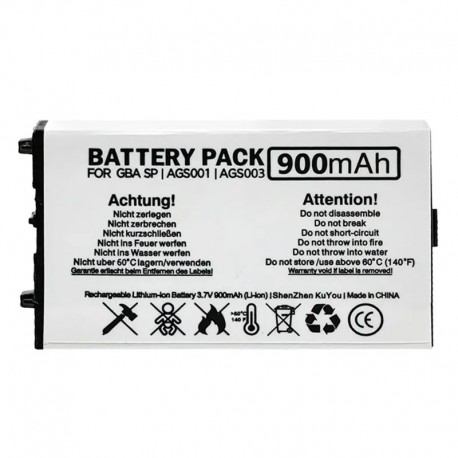 Bateria 3.7V 900mAh para Game Boy Advance SP AGS-003 Substituição de Lítio para Nintendo GBA SP