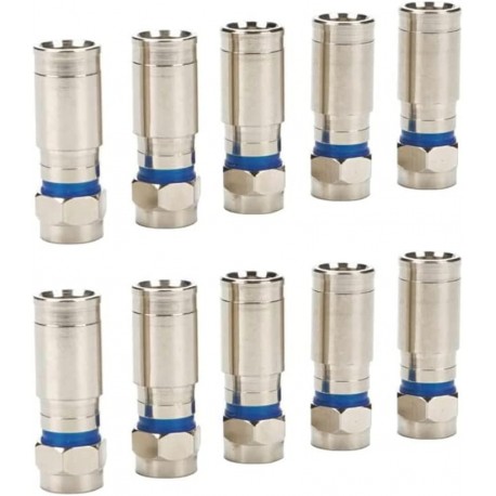 10 Conectores de Compressão F Rápida para Cabo Coaxial 7 - 7,5 mm Antena Satélite HD