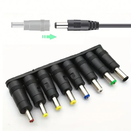 Kit de Adaptadores de Energia 8-em-1 com Conector Central 5.5x2.1mm para Fontes DC Variadas