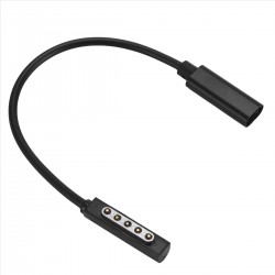 Adaptador USB-C para Surface Pro 1 e 2 com Cabo de Carga Magnético 12V 3.6A 20 cm Preto