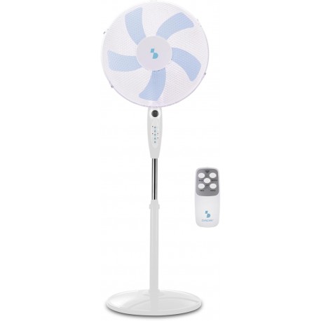 Ventoinha de Pé Silenciosa P206VEN131 com Controlo Remoto 45 cm 5 Pás Temporizador 40 W Branco