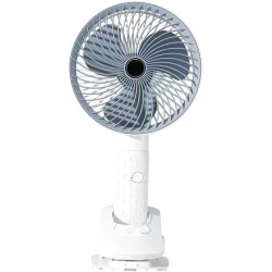 Ventoinha de Mesa Portátil com Bateria Recarregável 3 Velocidades Grelha de Segurança Branco e Cinzento
