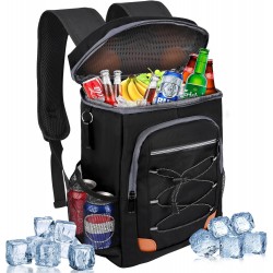 Mochila Térmica Preta 27 Litros - Impermeável e Isolada - Bolsa Frigorífica Portátil para Praia Piquenique Campismo