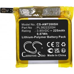 Bateria CS-AMT200SH para Amazfit A2009 A2017 Bip U Pop Substitui PL382222GH 3.85V 225mAh 0.87Wh