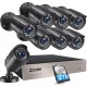 Kit de Videovigilância ZOSI 8 Câmaras 1080P com DVR 8 Canais, 2TB, Visão Noturna e Alarme de Movimento