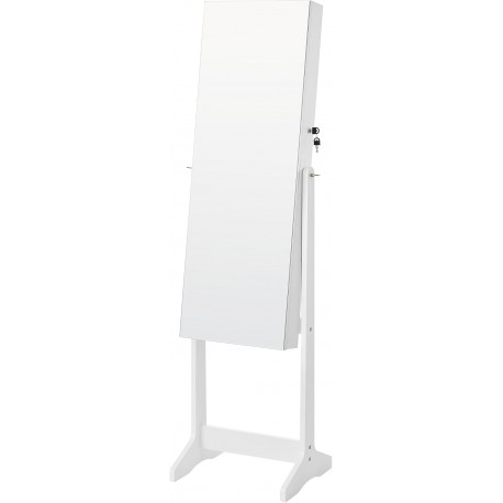 Armário de Jóias com Espelho LED de Corpo Inteiro 2 em 1 com Fechadura e Gavetas - Branco 154 cm