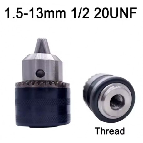 Mandril Metálico 1.5-13mm com Chave para Berbequim Rosca 1/2 20UNF Compatível com Adaptadores SDS