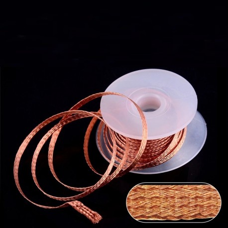 Fita de Cobre Trançada para Dessoldar 1.5 m x 1 mm para Reparações Electrónicas