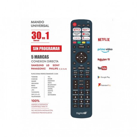 Comando Universal 30 em 1 para TVs Samsung LG Sony Philips Panasonic e outras