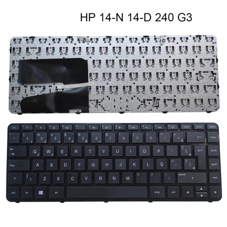 Teclado Português Preto sem Moldura para HP Pavilion 14-N 14-R 14-D 240 G2 245 G3 - Sem Retroiluminação