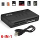Leitor de Cartões de Memória USB 2.0 6 em 1 Compatível com SD CF TF MS M2 XD