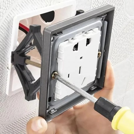 Par de Suportes de Fixação para Caixas de Tomada e Interruptores 6.5x4.5 cm com Parafuso de 5 cm