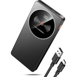 Power Bank 10000mAh com carregamento rápido 22.5W, 3 saídas USB e carregamento sem fios