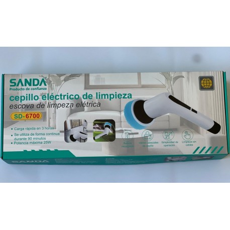 Escova elétrica de limpeza recarregável SANDA SD-6700 com vários cabeçais