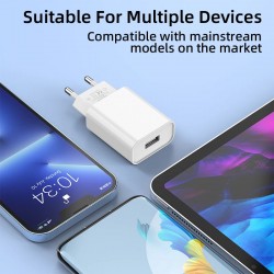 Carregador USB de 20W com carregamento rápido compatível com iPhone, Xiaomi, Samsung, Huawei, Oneplus e OPPO