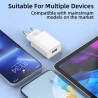 Carregador USB de 20W com carregamento rápido compatível com iPhone, Xiaomi, Samsung, Huawei, Oneplus e OPPO