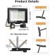 Foco Projetor LED 50W com Sensor de Movimento 5000LM IP65 Impermeável Luz Exterior Branco Frio