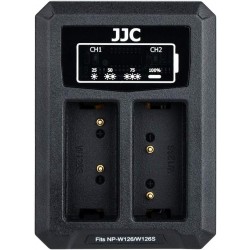 Carregador USB Duplo para Bateria Fujifilm NP-W235 com Indicador LED e Proteção Contra Sobreaquecimento