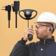Auricular em forma de D com microfone PTT para rádios Motorola 2 pinos e Hytera compatíveis 2 peças