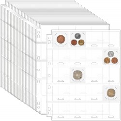 25 folhas para porta-moedas de coleção, 500 bolsos de 54 x 52 mm, compatível com flips 50 x 50 mm e pastas A4 e Letter