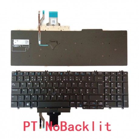 Teclado Português para portátil Dell Precision 7530 7540 7730 7740, sem retroiluminação FRU 02JWKF