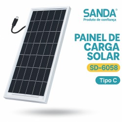 Painel Solar SANDA SD-6058 15W com cabo USB-C 5V 3.15A resistente à chuva portátil 50x20x2 cm