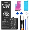 Bateria de Substituição 5600 mAh para iPhone 11 Pro Max, polímero de lítio, com kit completo de ferramentas