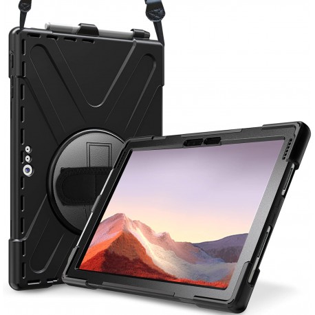 Capa Protetora Anti-Choque ProCase com Suporte Rotativo e Alça para Microsoft Surface Pro 7 Plus, 7, 6, 5, 4 (12,3) Preto