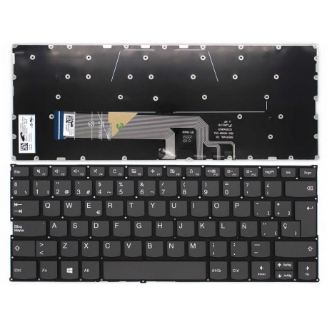Teclado para portátil Lenovo Yoga 530-14IKB, 530-14ARR, 730-13IKB, 730-13IWL, 730-15IKB, 730-15IWL, cor cinza