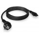 Cabo de alimentação ETEC Euro 2m preto com tomada de contacto de proteção 90° e conector reto IEC C5