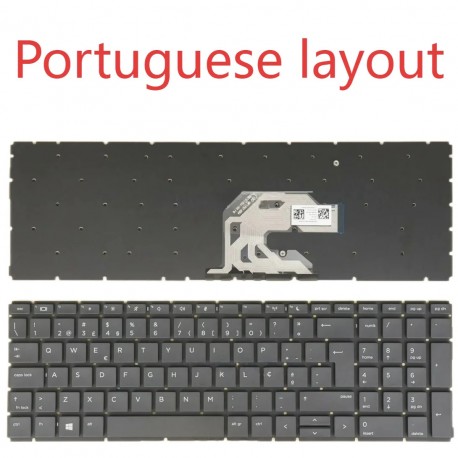 Teclado Português para HP ProBook 450 G6, 455 G6, 450R G6, Preto, Sem Retroiluminação