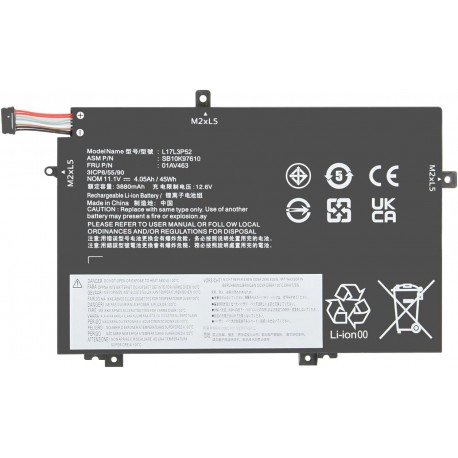 Bateria para Lenovo ThinkPad L480 L490 L580 L590 L14 L15 Gen 1 e Gen 2 11.1V 45Wh