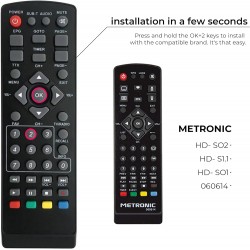 Controlo remoto universal 7 em 1 compatível com recetores DVB-T Strong Engel Metronic Strom LiveTNT Xoro