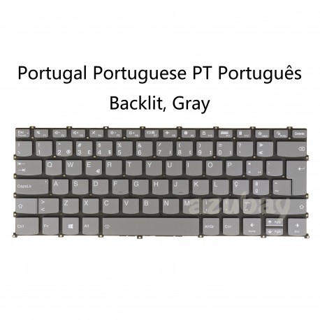 Teclado fino retroiluminado em português para Lenovo IdeaPad Yoga Slim 7 14 ARE IIL ITL Ducati 5 cinzento