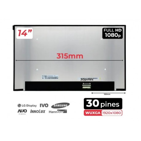 Ecrã LED 14 polegadas WUXGA 1920x1080 conector 30 pinos NV140FHM-N4T