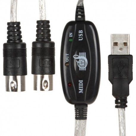 Cabo de conexão USB para o MIDI IN (16 canais MIDI) e MIDI OUT (16 canais MIDI)