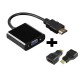 Cabo Adaptador HDMI para VGA + Conversor HDMI Fêmea - Mini HDMI macho