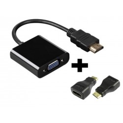 Cabo Adaptador HDMI para VGA + Conversor HDMI Fêmea - Mini HDMI macho