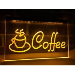 Placar /Letreiro Luminoso "Coffee" em amarelo