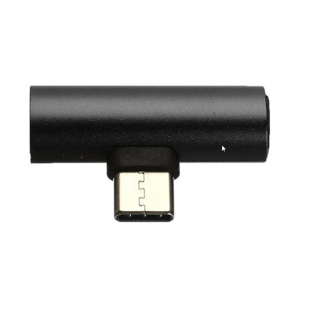 Mini Adaptador 2 em 1 de carga e de áudio Type-c USB3.1 - Preto